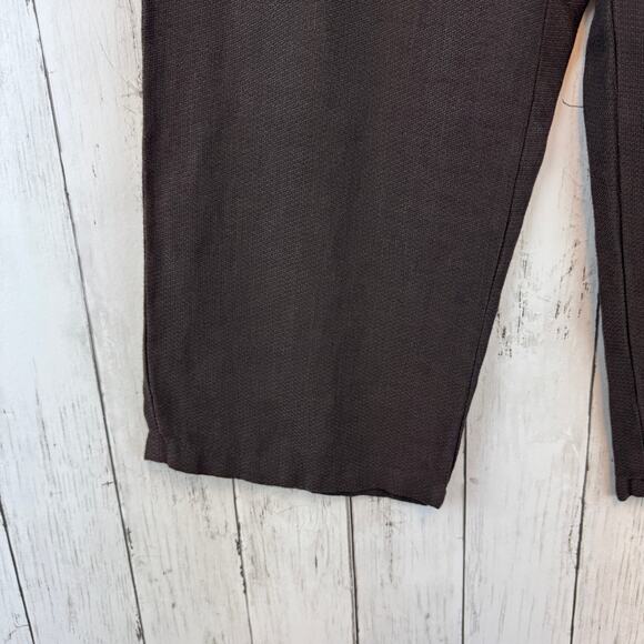 Eileen Fisher Brown Linen Stretch Knit Pull On Straight Ankle Pant Size Small - Picture 2 of 15